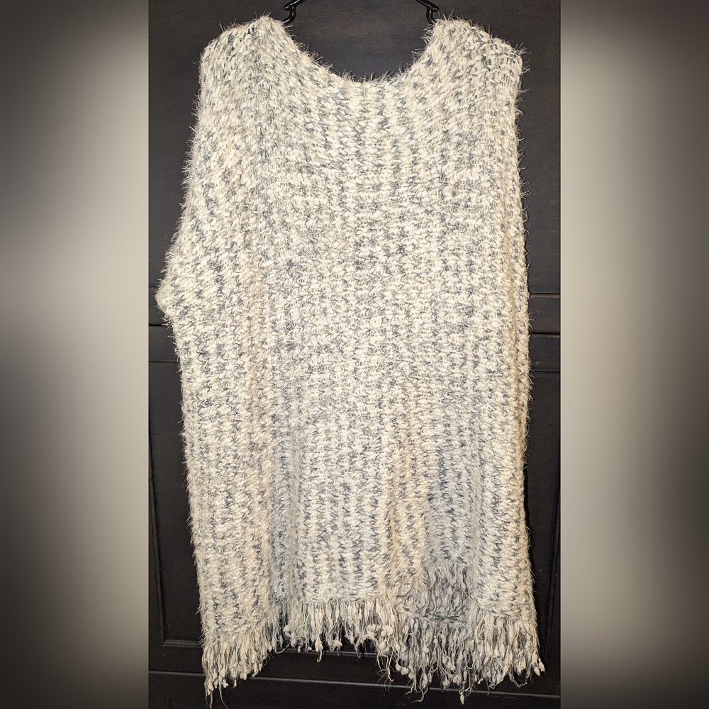 Umgee EUC Marled Chunky Oversized Fringe Hem Cozy Tunic Boho Sweater Size M/L - Picture 3 of 4